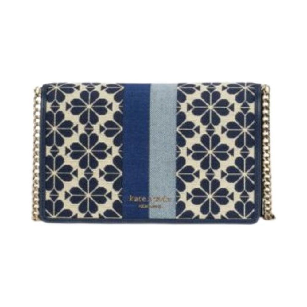 spade flower jacquard stripe chain wallet