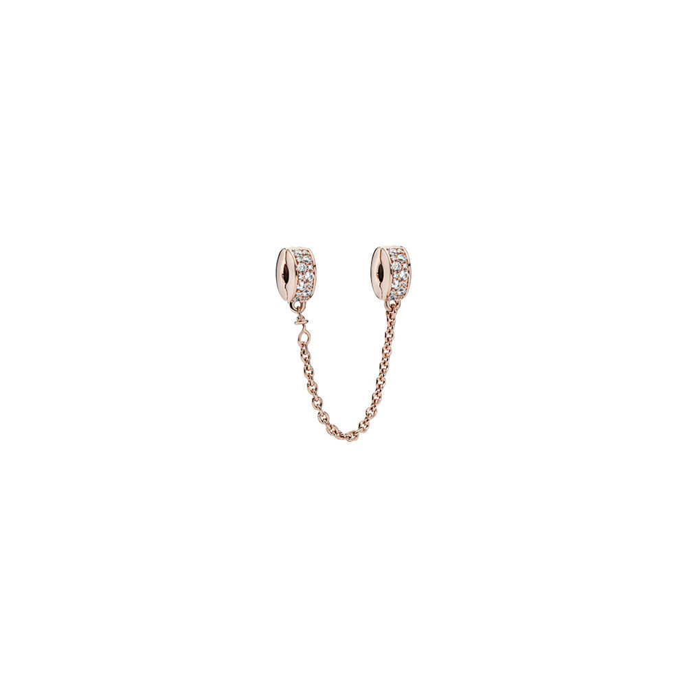 Clear Pave Safety Chain Clip Charm 