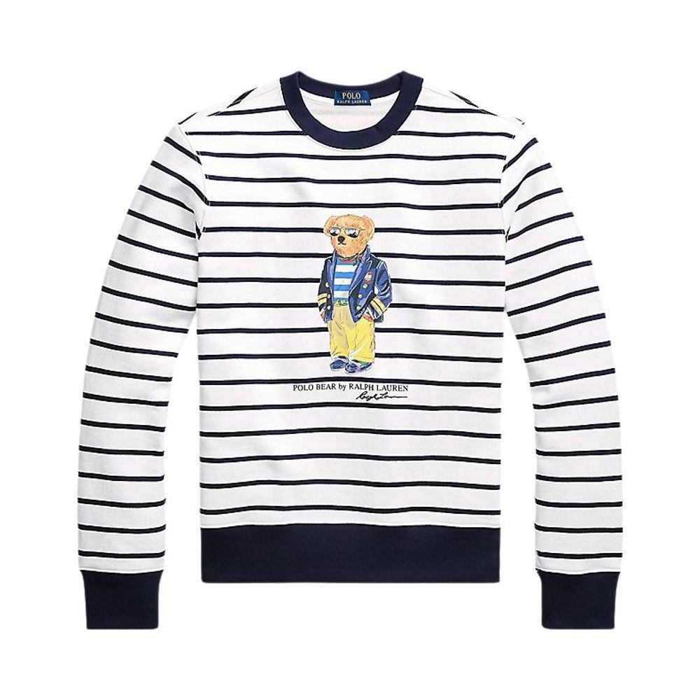 Striped Polo Bear Fleece Sweatshirt 
