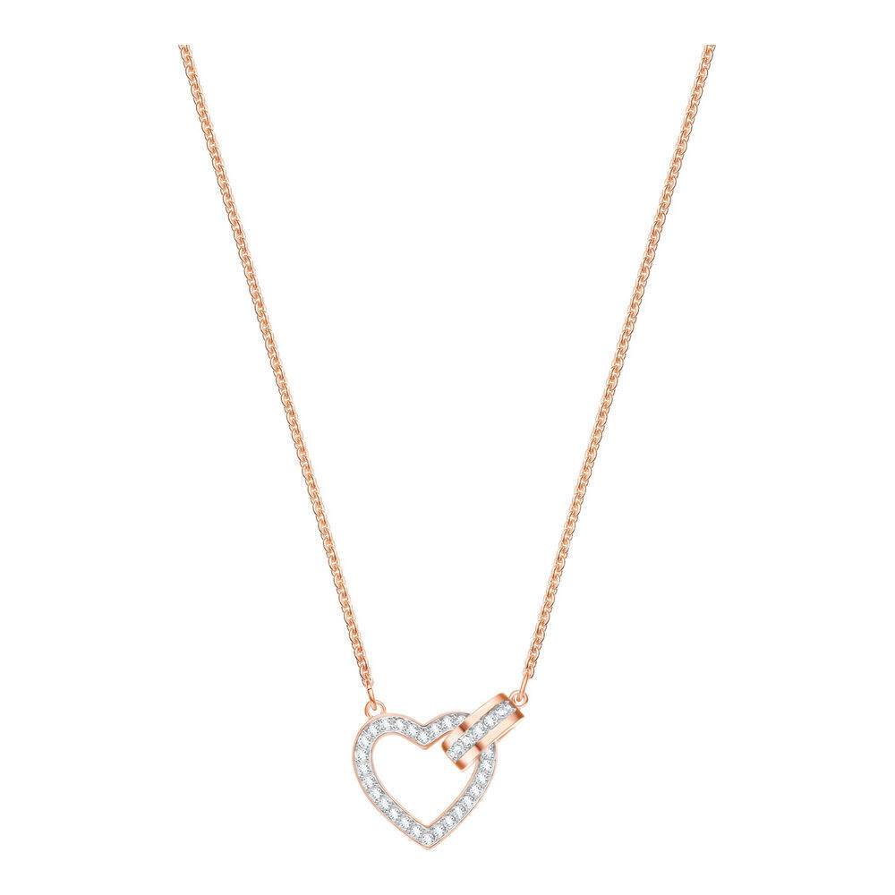 Lovely necklace, Heart, White, Rose gold-tone plated