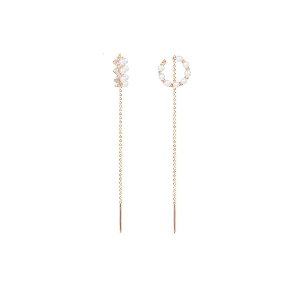 Up And Down Pearl and Chain Ear Cuffs APM MONACO Hong Kong SAR