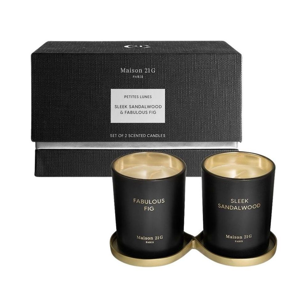 Set of 2 Petite Lune Candles - Sleek Sandalwood & Fabulous Fig